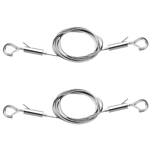 Photo 1 of 2PCS Adjustable Picture Hanging Wire Kit,Mirror Frame Hanging Kit,6.6FT Heavy Duty Stainless Steel Wire Rope for Hanging Pictures,Mirrors,Billboards,Tool Free Cables Rope with Hooks,Hold Up to 66lbs