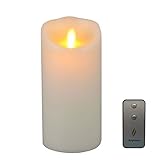 Flameless Candle with Remote & Timer,3.5-Inch by 7-Inch Pillar Candle with Moving Wick,Ivory