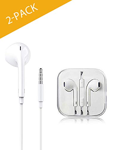 Earbuds/Earphones/Headphones, 2-Pack Premium in-Ear Wired Noise-Isolated White Headsets with Remote & Stereo Mic Compatible with Samsung/Android/MP3/4 and All 3.5mm Interface Devices