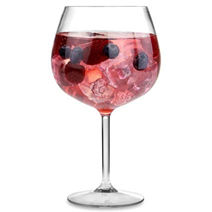 AIOS Set of 2 Extra Large Unbreakable Copa Balloon Gin Glasses. Capacity 860ml. Made from BPA Free Tritan Plastic. Dishwasher Safe