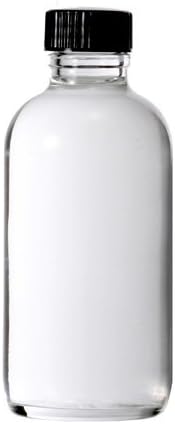 Boston Round 4 oz (120 ml) Glass Bottles W/ Poly Cone Lined Black Cap (12 Pcs, Clear/Flint)