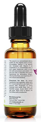 Naturalico Anti Aging Organic 20% Vitamin C Serum for Face with Hyaluronic Acid 1 Oz
