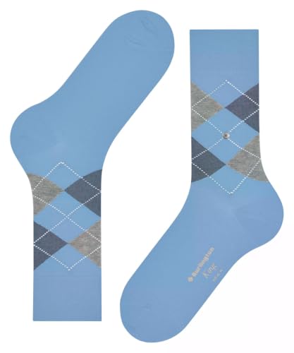 Burlington man king socks organic sustainable breathable cotton thin reinforced flat seam soft toe no pressure argyle pattern 1 pair