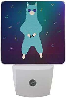 LED Night Light Dancing Llama Dusk to Dawn Sensor Plug in Night Home Decor Desk Lamp for Adult Kids