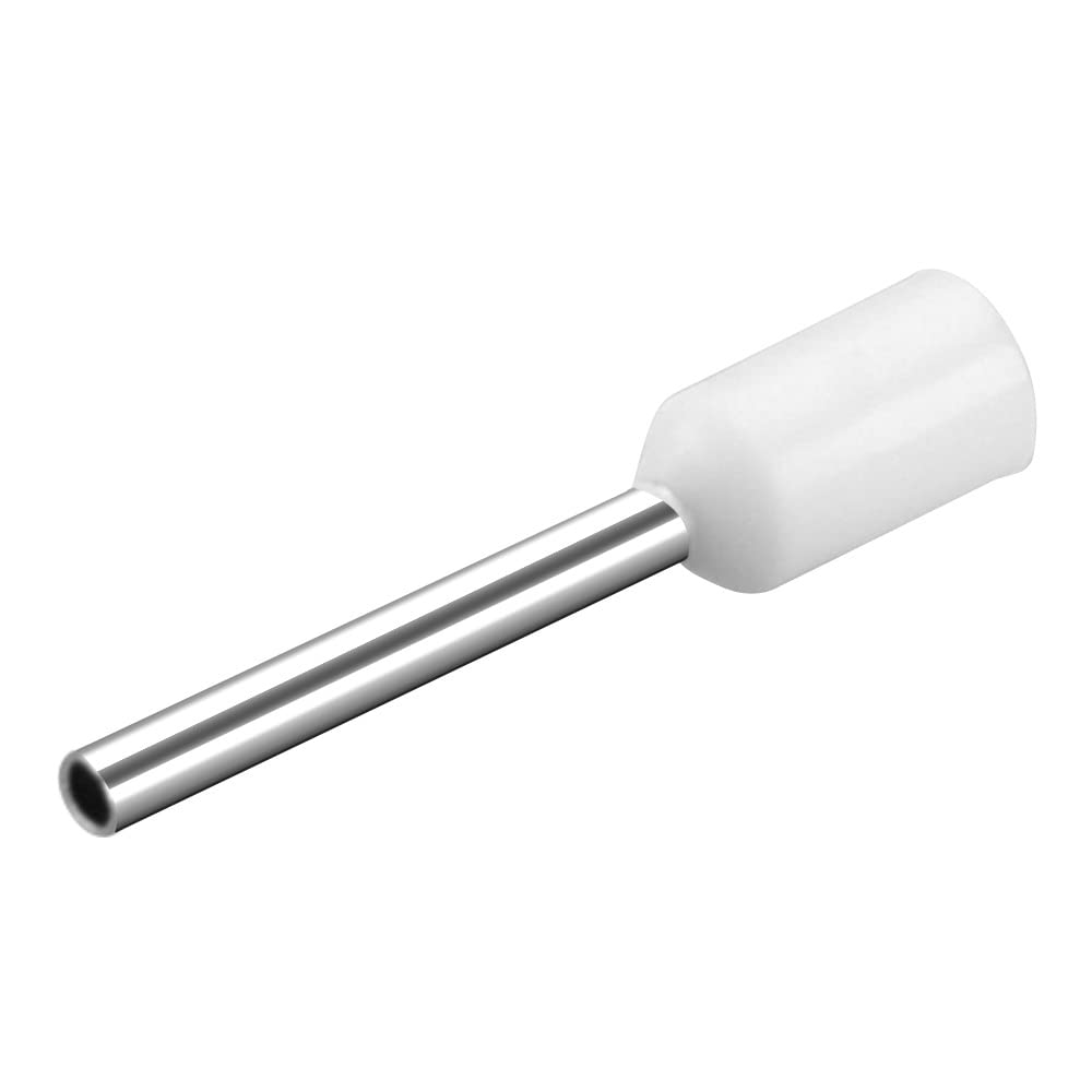 Heschen Cord End Terminal, E7512, AWG20 / 0.75mm², Wire Copper Crimp Connector, Vinyl Insulated, White, Pack of 1000