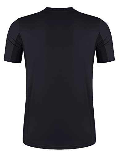 Men\'s Lightweight Quick-Dry Crew Neck T-Shirt Short Sleeve Gym Workout Sports T Shirt Black M