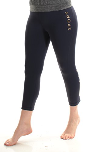 Tommy Hilfiger Womens Metallic Fitness Yoga Legging Navy XS