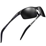 Sports Polarized Sunglasses for Men - wearPro Driving Sunglasses Al-Mg Metal Frame WP1005 (black/gun) ...