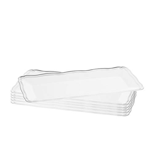 Plastic Serving Tray White Rectangular Serving Trays With Silver Rim