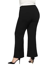 Pantalones de trabajo elásticos para dama, talla grande, con dobladillo dividido