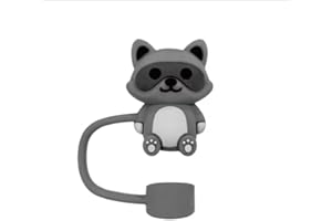 JINSHINING Raccoon Straw Cover for Stanley 40&30 Oz Cup, 10mm Silicone Straw Covers Cap for Stanley Cup Accessories, Cute Topper for Tumblers, Cap Stopper for Reusable Straws Tip Lids（DM532）