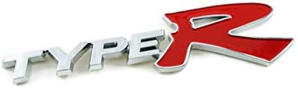 CHROME TYPE-R PLASTIC BADGE LOGO EMBLEM SIZE 12.5x3.0cm(4.92''x1.18'') INSTALL WITH TAPE GLUE