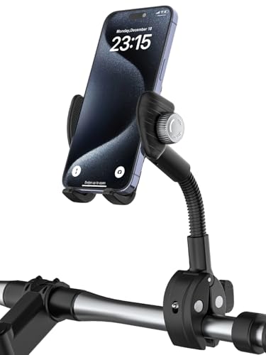 Kolasels Gooseneck Phone Holder for Bike, [Flexible Arm] Motorcycle Phone Holder, Electric Bike Cell Phone Mount for iPhone 16 Pro Max/Plus, 15 Pro Max, Galaxy Series and More 4-7 inch Smartphones