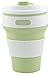 AvaLeisure Collapsible Coffee Mug – a Foldable 12oz Drinking Cup with Lid for Water, Coffee, Tea, Soft Drinks, Ideal for Camping, Travel, Hiking, Picnic, Lunch (Matcha Green)
