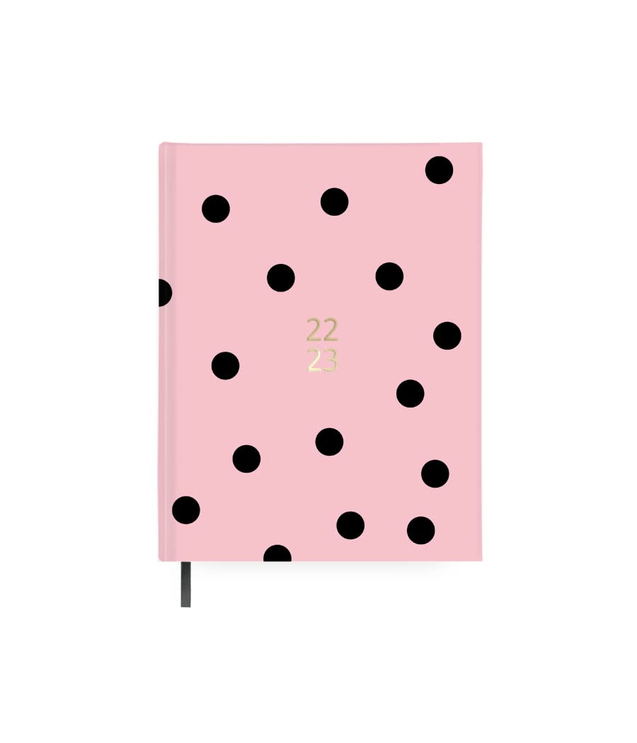 Diary 2022 2023 – Black Dots – Day Page – Size A5 – 14.5 x 21 cm – Language: Spanish-English – Includes Record Tape – Papertrac — image 1