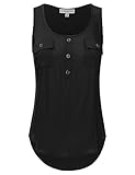 JJ Perfection Women's Solid Woven Scoop Neck Sleeveless Tunic Tank Top