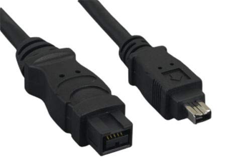 KENTEK 6 Feet FT 9 Pin to 4 Pin IEEE-1394B 1394A IEEE1394 Firewire iLINK DV Cable Cord 800/400 Mbps Bilingual for PC MAC DV Black