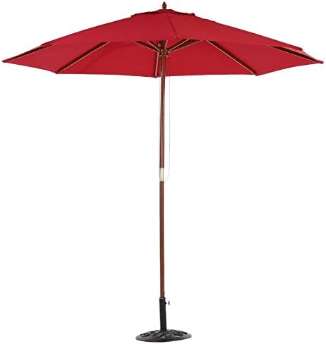 ikayaa 3m wooden patio garden umbrella Octagonal Enhance your outdoor comfort with the 10FT Crank Patio Umbrella 3‑Tier Auto-tilt Patio Umbrella -