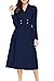 AlvaQ Womens Fall Fashion 2017 Clothing 1950s A Line Long Sleeve Knee Length Vintage Work Midi Dresse Navy Blue