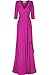 Bon Rosy Women's 3/4 Sleeve Deep V-Neck Maxi Faux Wrap Solid Dress 25bb Magenta L