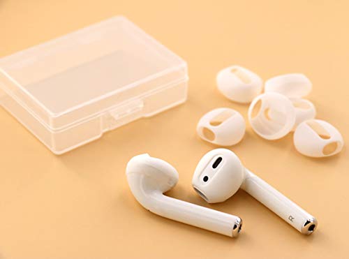IiEXCEL (Fit in Case) 4 Pairs Replacement Super Thin Slim Rubber Silicone Earbuds Ear Tips and Covers Skin for Apple AirPods or EarPods Headphones (Fit in Charging Case) (4 White) - Thumbnail 5