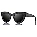 COASION Retro Cateye Sunglasses for Women Small Face Fashion Cateye Frames Eyewear Mirrored Lenses UV400 Protection (Matte Black Frame/Black Lens)