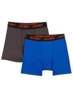 Jockey Big Boys' 2 Pack Performance Boxer Brief, Gray/Blue, Medium