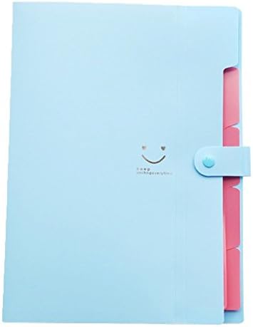 Hand-held Portable Lovely Daystyle A4 Sized Letter Expanding File Folder with 5 Pockets for Student office-Blue