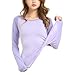LWJ 1982 Women Workout Long Sleeve Tops Hiking Running Quick Dry Shirts Thumbhole Yoga Sports Seamless (Small, Purple)