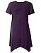 URBANCLEO Womens Short Sleeve V-Neck Tunic Top Long T-Shirt Plum Large