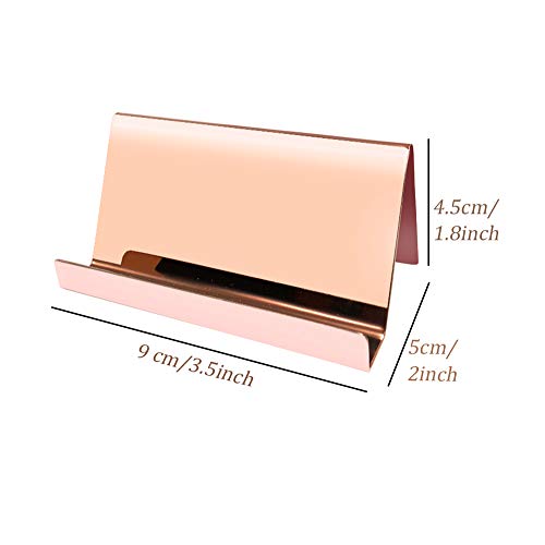 YZNlife Stainless Steel Business Card Holder Desktop Cards Display Business Card Stand Rack for Office Organizer,2 Pack (Rose Gold)