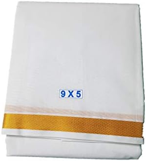 Javuli Men's Cotton 9x5 Panchakacham Dhotis with Angavastram (panchakacham zari_dhoti-9x5-5inch-color-figure-d41)