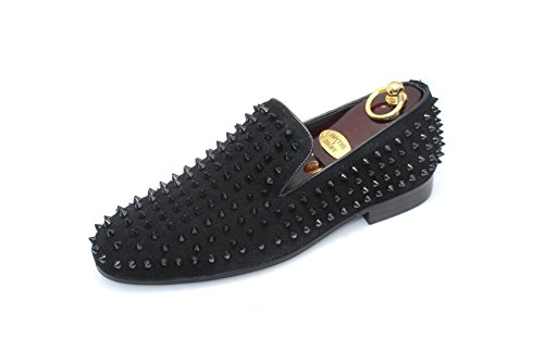Smythe & digby men s spiked studded black leather loafers (10)