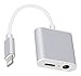 HIGHEVER Headphones Adapter with Mic, Support Call and Listen and Charge, Lightning to 3.5 mm Headphone Jack Adapter for iPhone 7/7 Plus, Silver