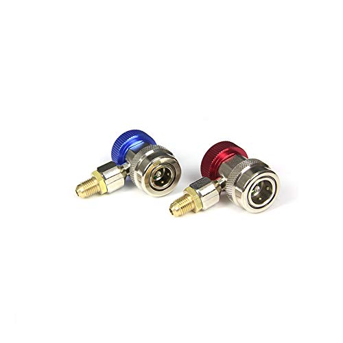 KingBra Adjustable R134A A/C Air Condition Quick Coupler Adapter High Low Manifold Gas Connector AC Freon Manifold Gauge Hose Conversion kit 1/4" SAE HVAC - Thumbnail 2