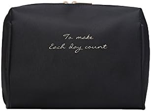 Zhenxinmei Portable Travel Makeup Bag Korean Style Wash Bag Contracted Handbag Men Women Toiletry Bags Waterproof Oxford Cloth Cosmetics Organizer Cases (Black)