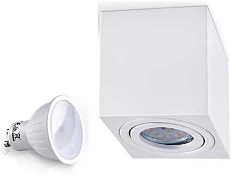 Ceiling lamp ceiling light spotlight Duc with LED SMD Cube Qube Downlight Weiß Würfel 7W [Energy Class A+]