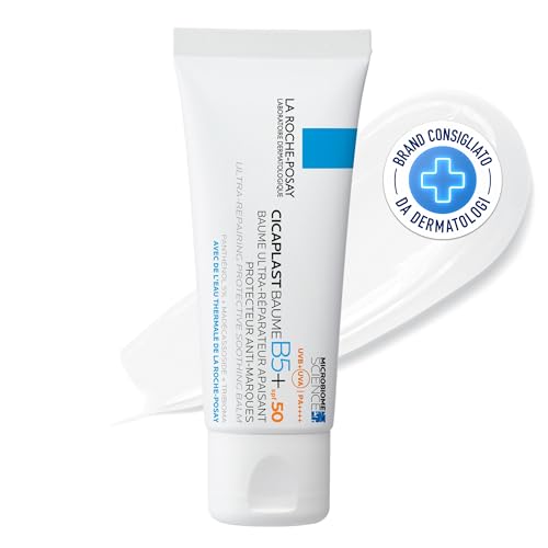 La Roche Posay Cicaplast Baume B5, Balsamo Protettivo per Pelle Irritata, Pelle Lenita e Barriera Cutanea Riparata, Con SPF 50, Adatto Anche a Pelle con Tatuaggi, Con Vitamina B5 e Tribioma, 40 ml