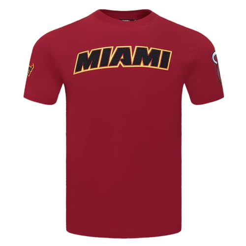 Pro Standard Mens NBA Miami Heat Classic Chenille Short Sleeve Tee Cardinal Red