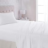 AmazonBasics Lightweight Super Soft Easy Care Microfiber Sheet Set with 16" Deep Pockets - Twin, Bright White
