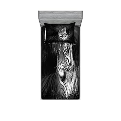 Ambesonne Black and White Fitted Sheet & Pillow