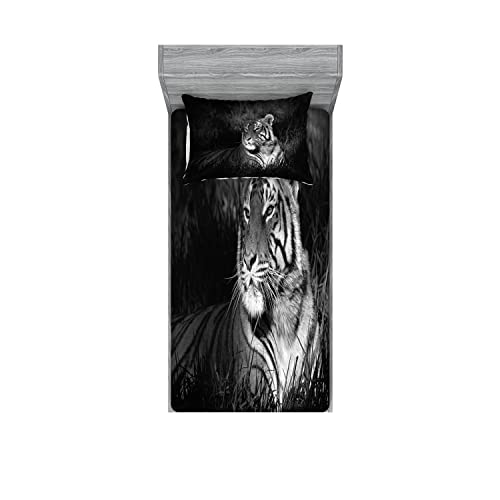 Ambesonne Black and White Fitted Sheet & Pillow