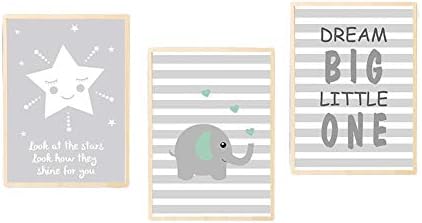displa08 3PCs Nordic Elephant Star Letters Canvas Painting Kids Room Nursery Wall Home Decor - 40 * 50cm