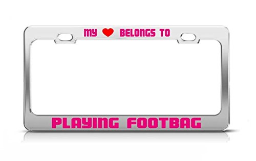 AdriK MY HEART BELONGS TO PLAYING FOOTBAG Hobby Love Passion License Plate Frame