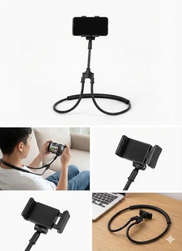 Suporte Articulado Flexível para Celular, Suporte de Pescoço Universal 360 Graus, Mãos Livres, Preto ideal para Leituras.
