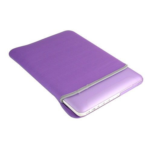 TOP CASE - Rubberized Hard Case for 13-Inch Macbook White A1342 Bundle with Sleeve Bag,Silicone Keyboard Cover,LCD HD Clear Screen Protector and TopCase Mouse Pad - Purple