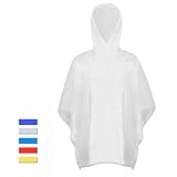 H&C Unisex Rain Poncho Hoods and Sleeves,Clear,One Size