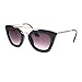 Womens Squared Double Metal Bridge Thick Plastic Cat Eye Sunglasses Black