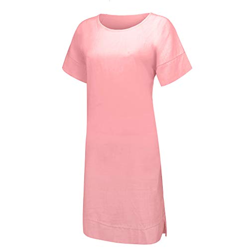 Londony Women's Short Sleeve Tunic Dress O Neck Loose Swing Shift Dresses Summer Casual T Shirt Dresses Swimsuit Red