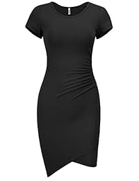 Missufe vestido de verano de manga corta ajustado con pliegues irregulares para mujer